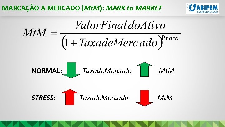 MARCAÇÃO A MERCADO (Mt. M): MARK to MARKET NORMAL: Taxade. Mercado Mt. M STRESS: