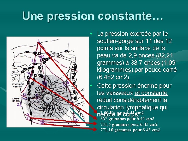 Une pression constante… • La pression exercée par le soutien-gorge sur 11 des 12