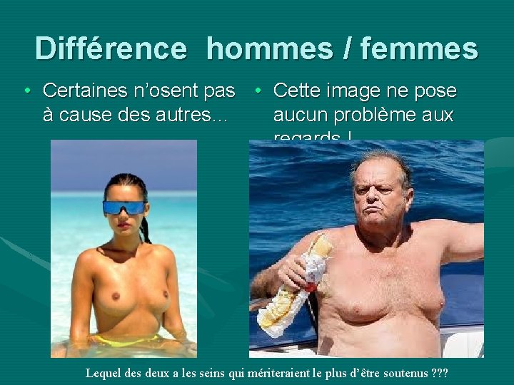 Différence hommes / femmes • Certaines n’osent pas • Cette image ne pose à