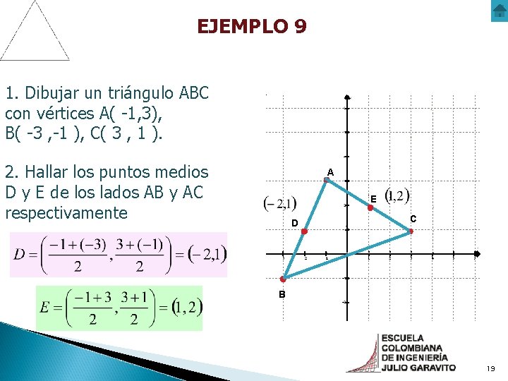 EJEMPLO 9 1. Dibujar un triángulo ABC con vértices A( -1, 3), B( -3 EJEMPLO 9 1. Dibujar un triángulo ABC con vértices A( -1, 3), B( -3