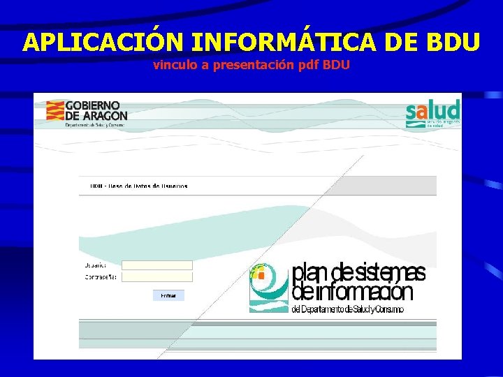 APLICACIÓN INFORMÁTICA DE BDU vinculo a presentación pdf BDU 