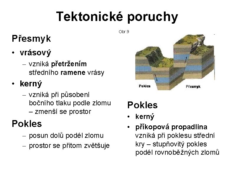 Tektonické poruchy Přesmyk • vrásový Obr. 9 – vzniká přetržením středního ramene vrásy •