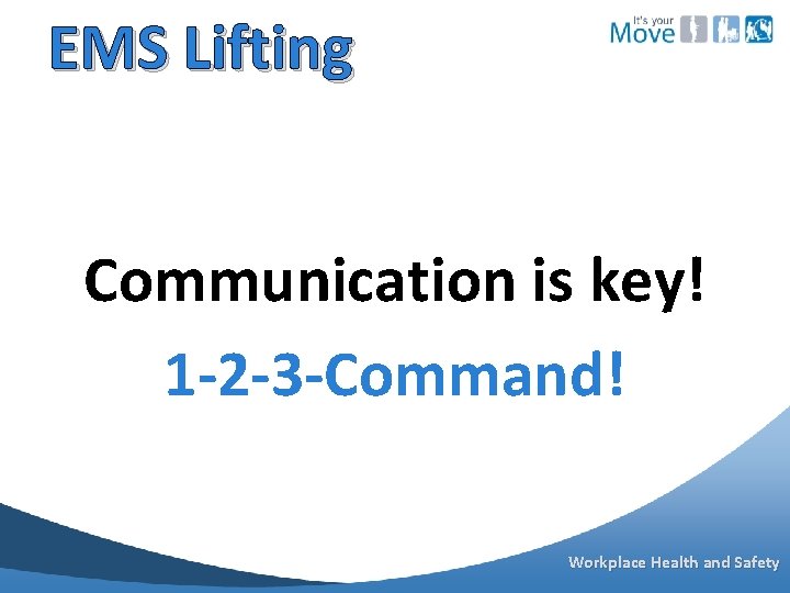 EMS Lifting Communication is key! 1 -2 -3 -Command! Workplace Health and Safety 