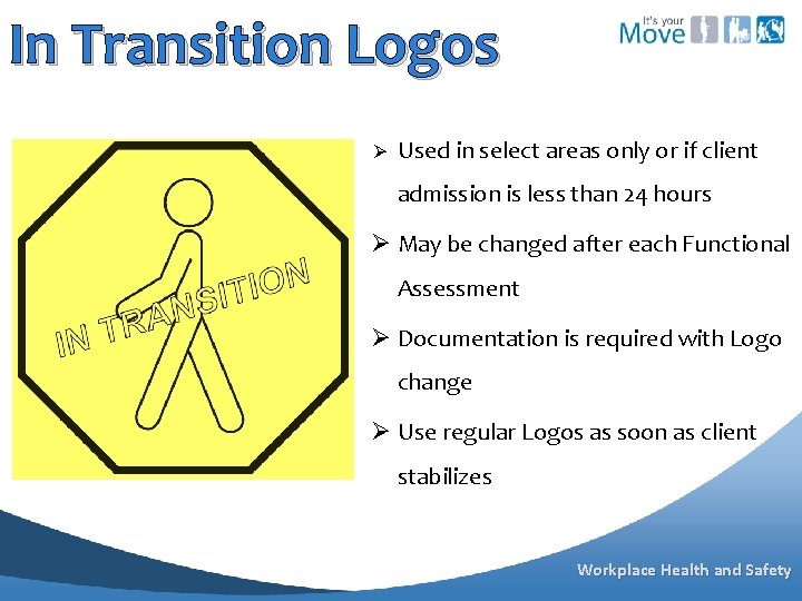 In Transition Logos Ø Used in select areas only or if client admission is