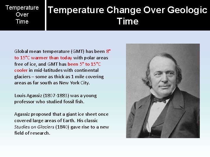 Temperature Over Time Temperature Change Over Geologic Time Global mean temperature (GMT) has been