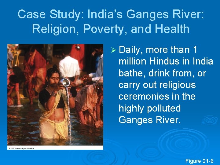 Case Study: India’s Ganges River: Religion, Poverty, and Health Ø Daily, more than 1