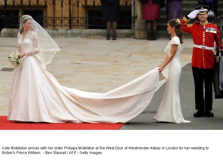 Kate Middleton arrives with her sister Philippa Middleton at the West Door of Westminster