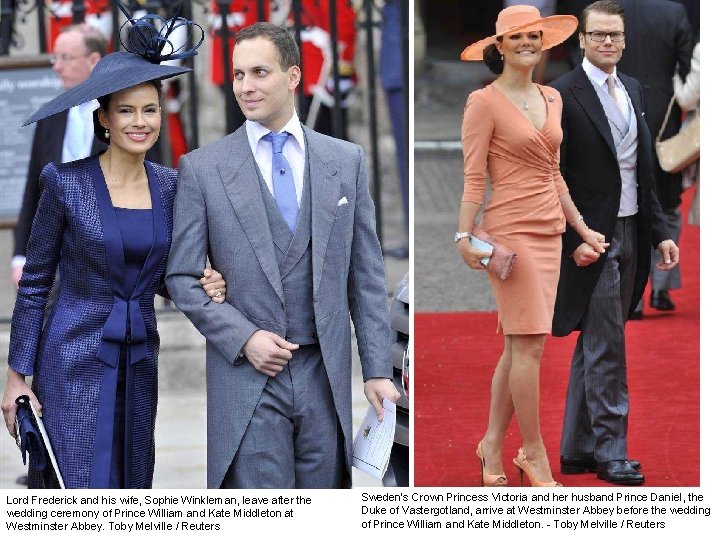 Lord Frederick and his wife, Sophie Winkleman, leave after the wedding ceremony of Prince