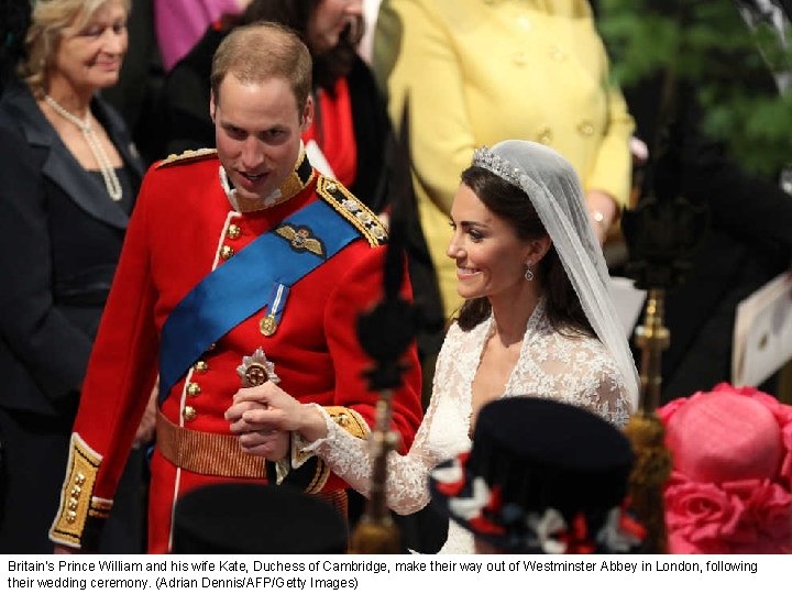 Britain's Prince William and his wife Kate, Duchess of Cambridge, make their way out