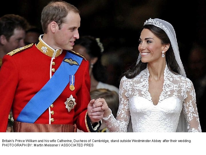 Britain's Prince William and his wife Catherine, Duchess of Cambridge, stand outside Westminster Abbey