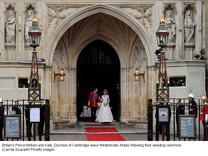 Britain's Prince William and Kate, Duchess of Cambridge leave Westminster Abbey following their wedding