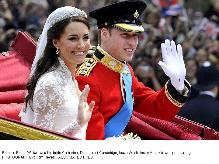 Britain's Prince William and his bride Catherine, Duchess of Cambridge, leave Westminster Abbey in