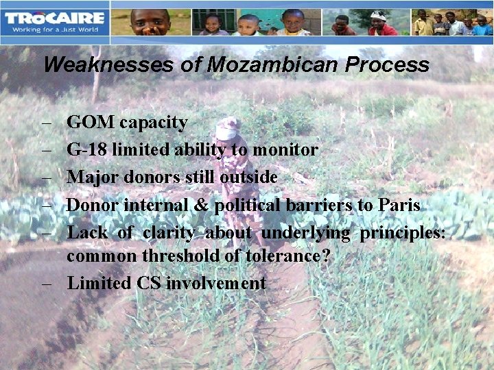 Weaknesses of Mozambican Process Click to edit Master title style – • – •