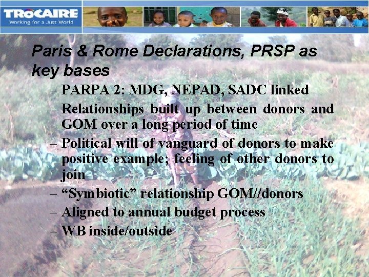 Click to edit Master title style Paris & Rome Declarations, PRSP as key bases
