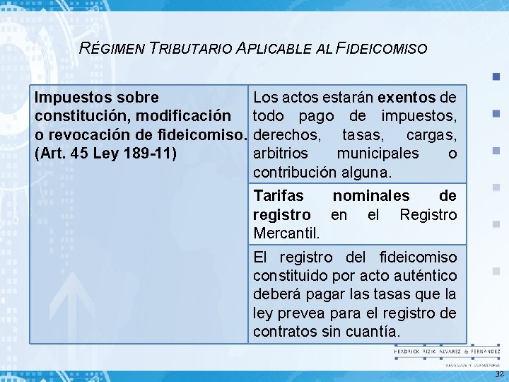 RÉGIMEN TRIBUTARIO APLICABLE AL FIDEICOMISO Impuestos sobre constitución, modificación o revocación de fideicomiso. (Art.