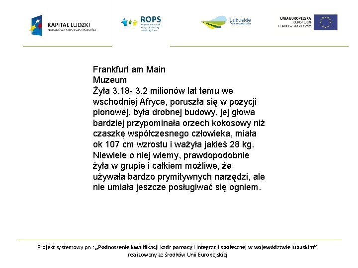 Frankfurt am Main Muzeum Żyła 3. 18 - 3. 2 milionów lat temu we