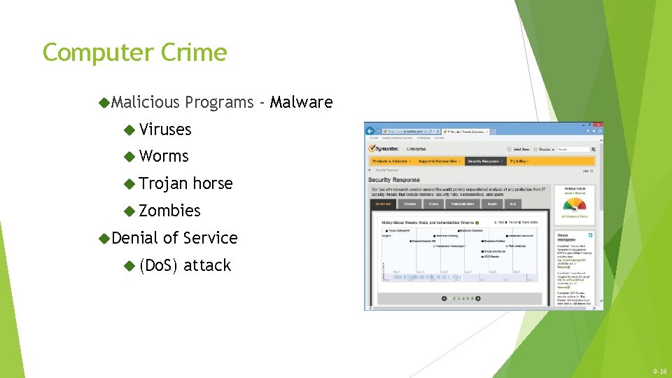 Computer Crime Malicious Programs - Malware Viruses Worms Trojan horse Zombies Denial of Service Computer Crime Malicious Programs - Malware Viruses Worms Trojan horse Zombies Denial of Service