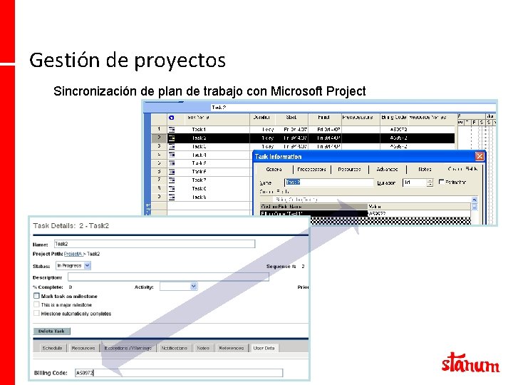 Gestión de proyectos Sincronización de plan de trabajo con Microsoft Project 16 