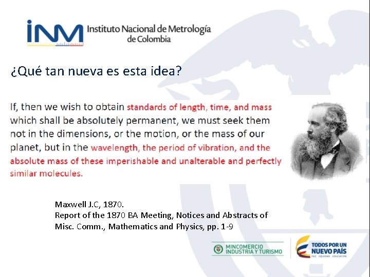 ¿Qué tan nueva es esta idea? Maxwell J. C, 1870. Report of the 1870