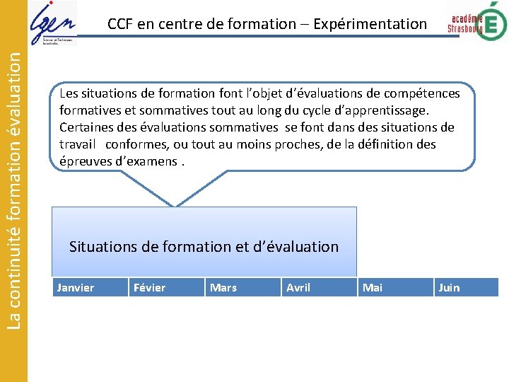 La continuité formation évaluation CCF en centre de formation – Expérimentation Les situations de