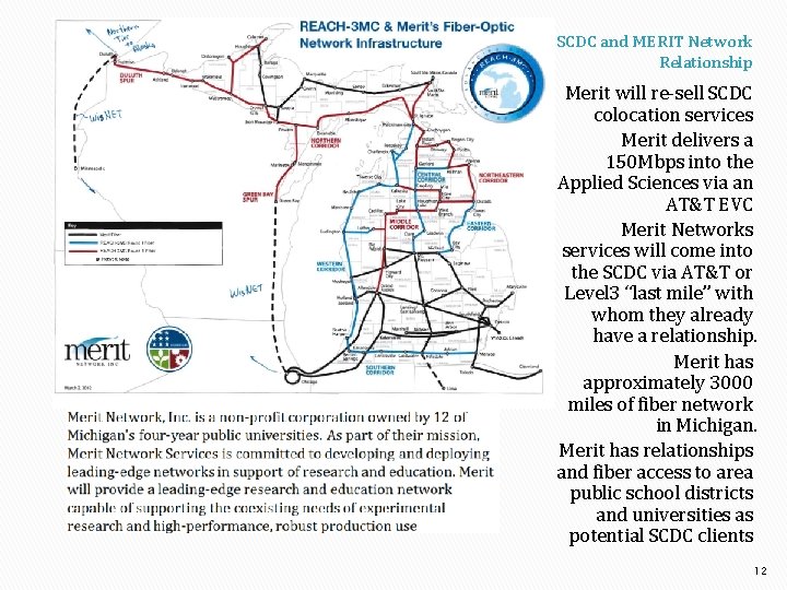 SCDC and MERIT Network Relationship Merit will re-sell SCDC colocation services Merit delivers a