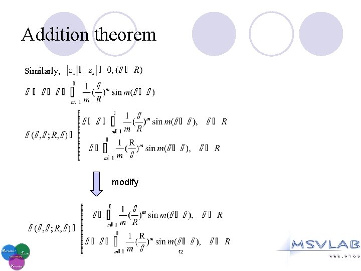 Addition theorem Similarly, modify 12 