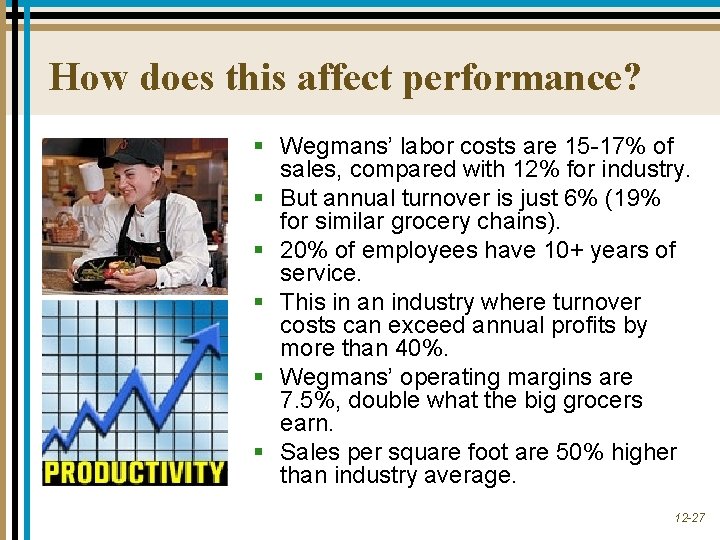 How does this affect performance? § Wegmans’ labor costs are 15 -17% of sales, How does this affect performance? § Wegmans’ labor costs are 15 -17% of sales,