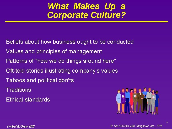 What Makes Up a Corporate Culture? Beliefs about how business ought to be conducted