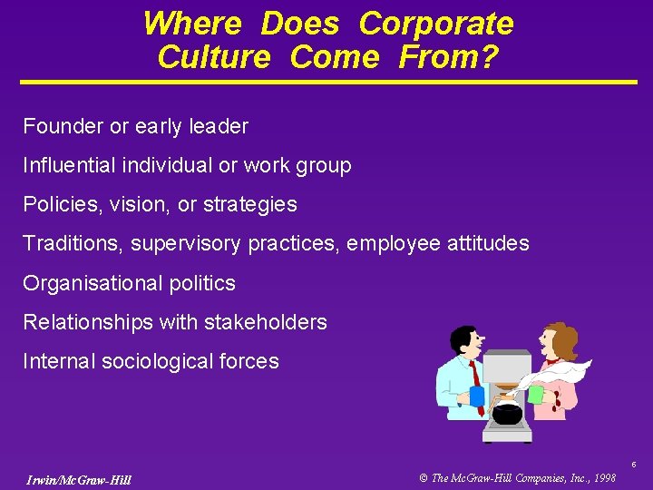 Where Does Corporate Culture Come From? Founder or early leader Influential individual or work
