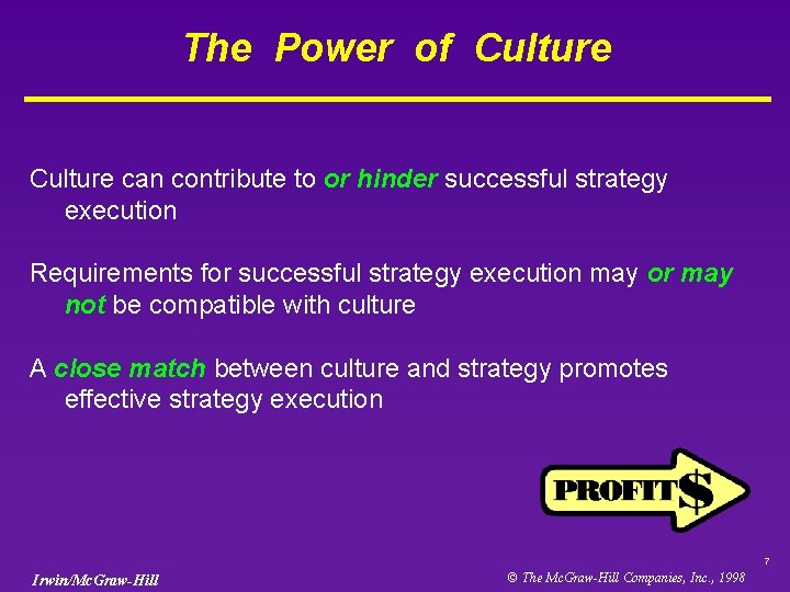 The Power of Culture can contribute to or hinder successful strategy execution Requirements for