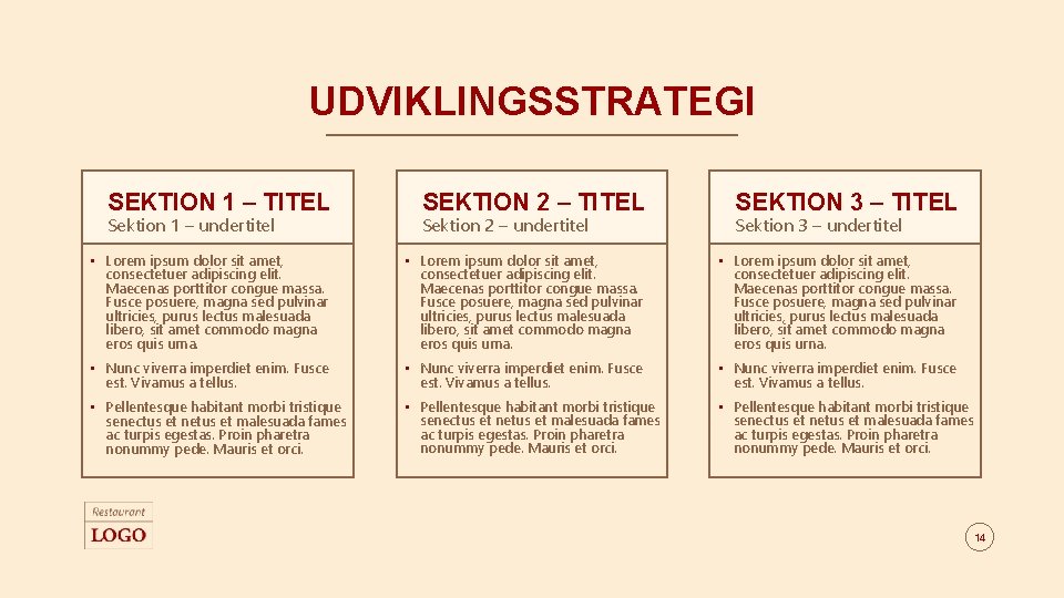 UDVIKLINGSSTRATEGI SEKTION 1 – TITEL SEKTION 2 – TITEL SEKTION 3 – TITEL •