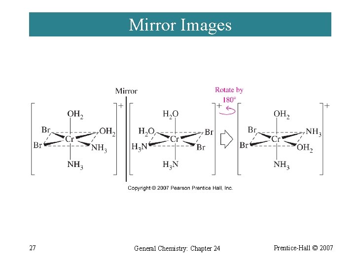 Mirror Images 27 General Chemistry: Chapter 24 Prentice-Hall © 2007 