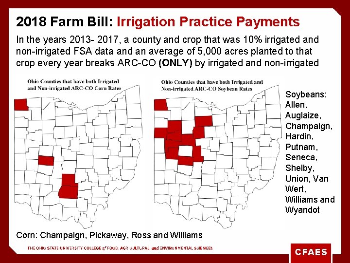 2018 Farm Bill: Irrigation Practice Payments In the years 2013 - 2017, a county