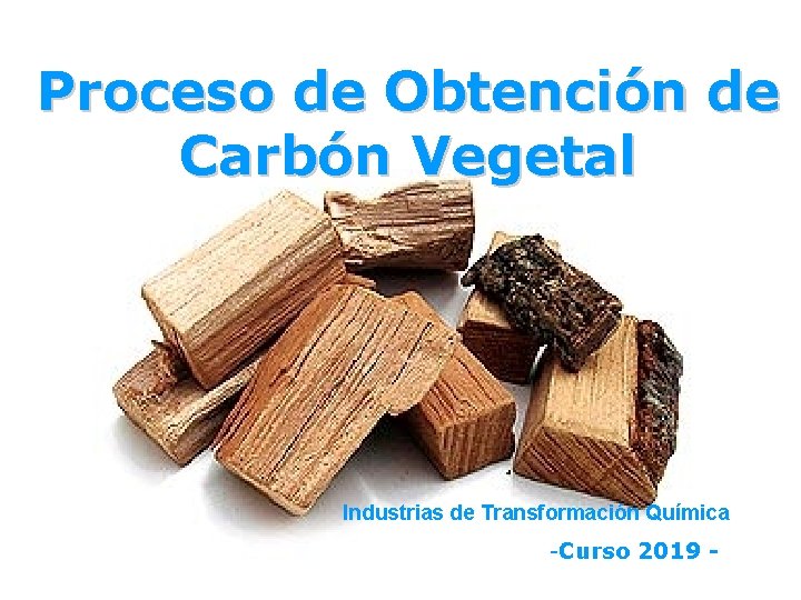 Proceso de Obtención de Carbón Vegetal Industrias de Transformación Química -Curso 2019 - 