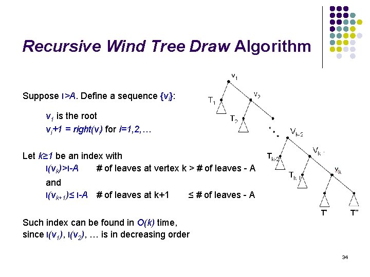 Recursive Wind Tree Draw Algorithm Suppose l>A. Define a sequence {vi}: v 1 is