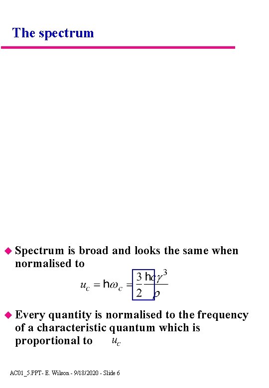 The spectrum Spectrum is broad and looks the same when normalised to Every quantity