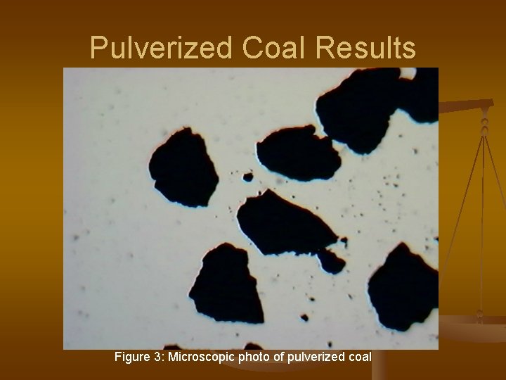 Pulverized Coal Results Figure 3: Microscopic photo of pulverized coal 