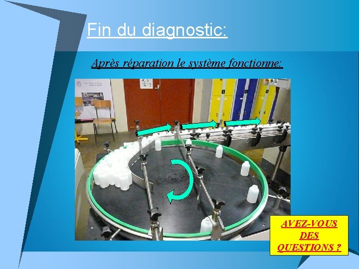 Fin du diagnostic: Après réparation le système fonctionne: AVEZ-VOUS DES QUESTIONS ? 