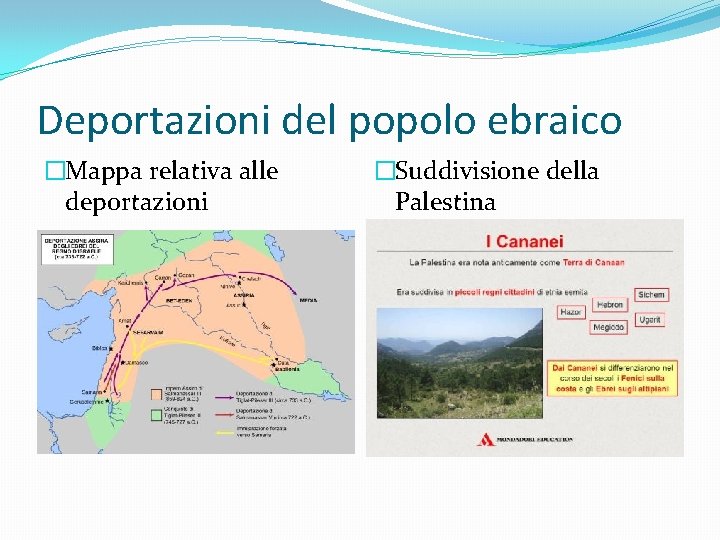 Deportazioni del popolo ebraico �Mappa relativa alle deportazioni �Suddivisione della Palestina 