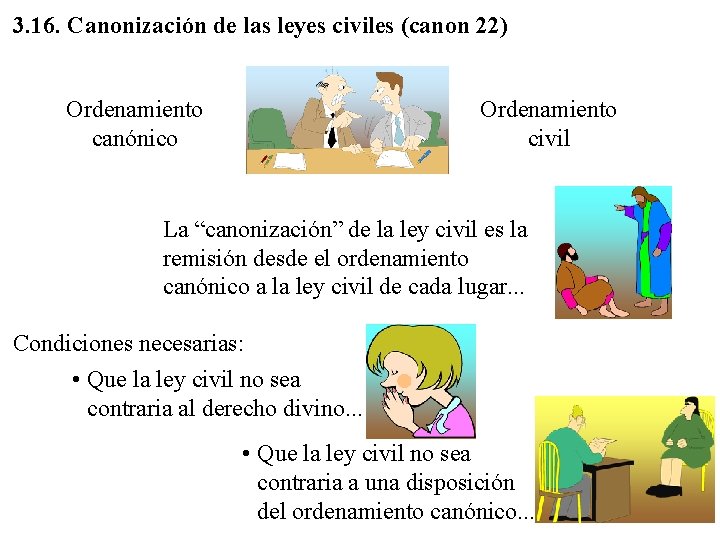 3. 16. Canonización de las leyes civiles (canon 22) Ordenamiento canónico Ordenamiento civil La