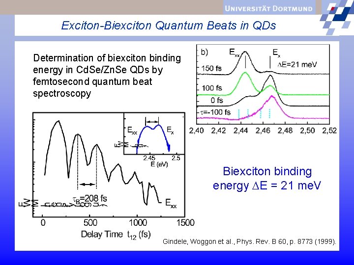 Exciton-Biexciton Quantum Beats in QDs Determination of biexciton binding energy in Cd. Se/Zn. Se