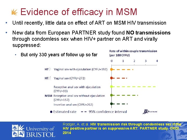 Evidence of efficacy in MSM • Until recently, little data on effect of ART