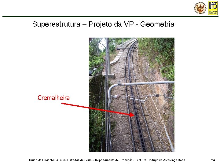 Superestrutura – Projeto da VP - Geometria Cremalheira Curso de Engenharia Civil - Estradas