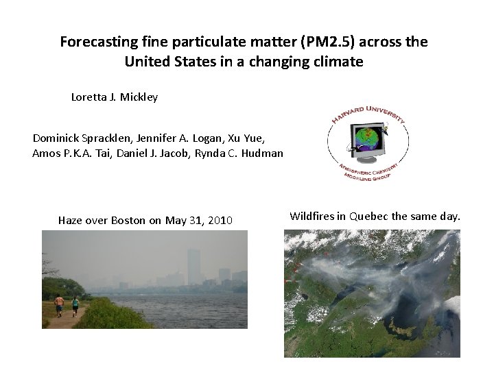 Forecasting fine particulate matter (PM 2. 5) across the United States in a changing