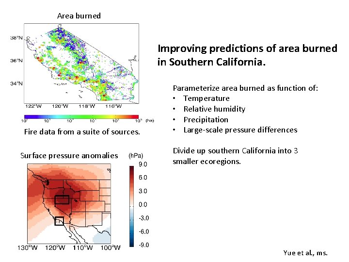 Area burned Improving predictions of area burned in Southern California. Fire data from a