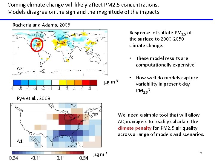 Coming climate change will likely affect PM 2. 5 concentrations. Models disagree on the