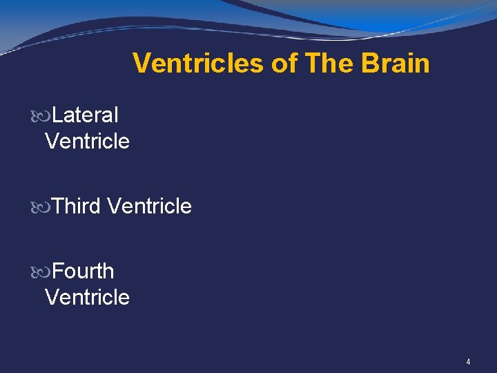 Ventricles of The Brain Lateral Ventricle Third Ventricle Fourth Ventricle 4 