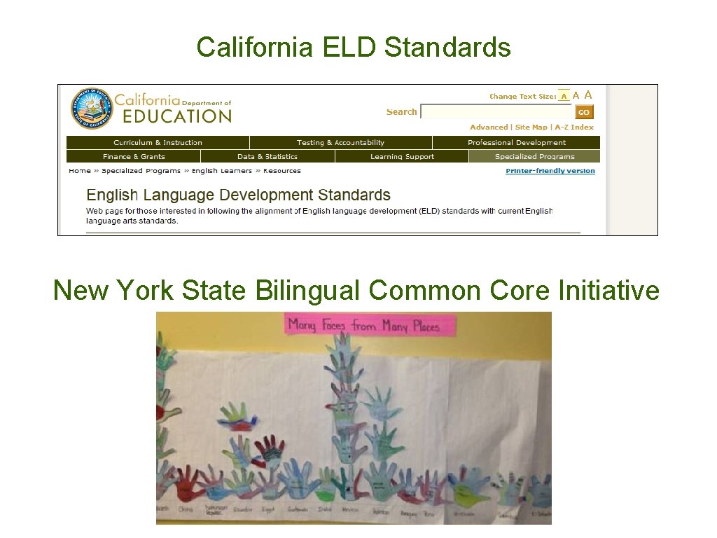 California ELD Standards New York State Bilingual Common Core Initiative 