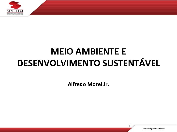 MEIO AMBIENTE E DESENVOLVIMENTO SUSTENTÁVEL Alfredo Morel Jr. 1 