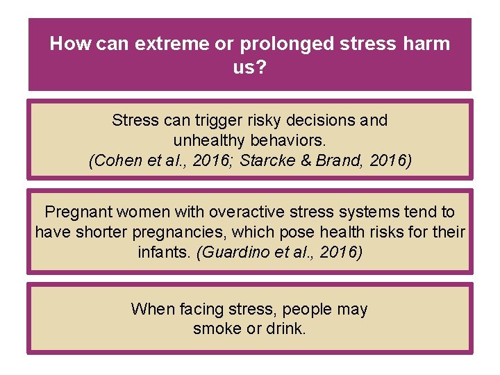 How can extreme or prolonged stress harm us? Stress can trigger risky decisions and How can extreme or prolonged stress harm us? Stress can trigger risky decisions and